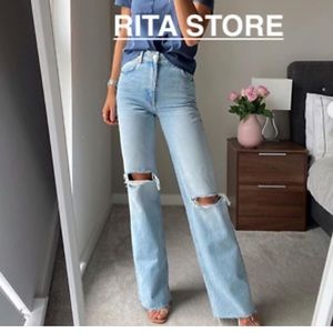 Zara Wide Leg Hi Rise Jeans